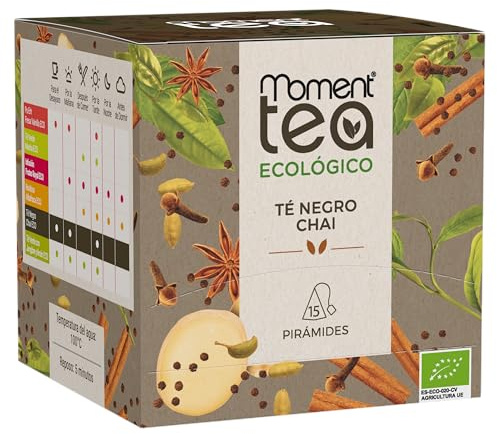 Moment Tea- Té Negro Chai Ecologico estuche de 15 pirámides de 2g