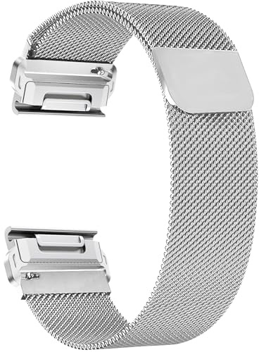 ZoRoll 22mm QuickFit Armband Kompatibel mit Garmin Fenix 8 pro 47mm/8/7 Pro/7/6/5, Edelstahl Ersatzarmband Mesh Metall Uhrenarmband für Garmin Forerunner 970/965/945/955/Epix/Approach - Silber(L)