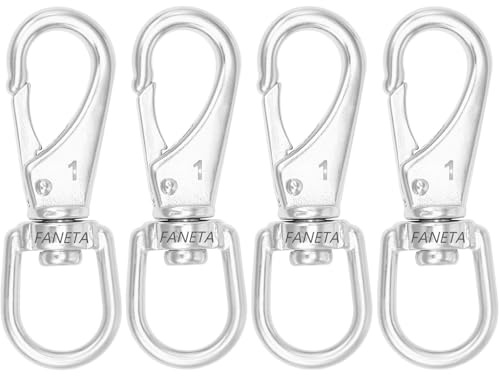 Faneta 3-1/2'' Stainless Steel Swivel Snap Hooks #1 Heavy Duty 3/4'' Swivel Eye - for Scuba Diving, Flagpole Rope, Bird Feeders, Dog Leashes, Bags, Belting, Straps, Luggage, etc - Pack of 4