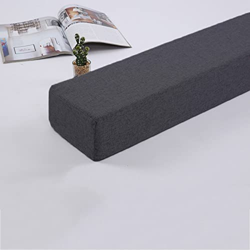 Miaogoo Kopfteilkissen für Einzel-/Doppel-/Queensize-Bett, lange, rechteckige Lückenfüller, abnehmbarer Bezug, Bettbrücke, bequemer Matratzenverbinder (200 x 10 x 20 cm, Schwarz)