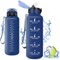 Vikaster Fitness Trinkflasche, Water Bottle with Straw 1500ml, Trinkflasche Leak-Proof, BPA-Free, Sportflasche für Camping, Yoga, Gym, Outdoors
