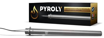 PYROLY Bougie d'allumage pour poêle à granulé compatible PALAZZETTI/MCZ/SUPRA/JOTUL (170/160mm - Ø12,5mm - 350 W - bride) Qualité supérieure avec connecteurs