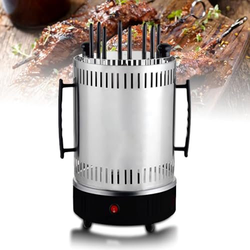 FURLOU Griglia girarrosto Verticale elettrica Rotante, Piccola Macchina per Barbecue Self-Service Senza Fumo, Macchina Automatica per spiedini Rotante a 360°