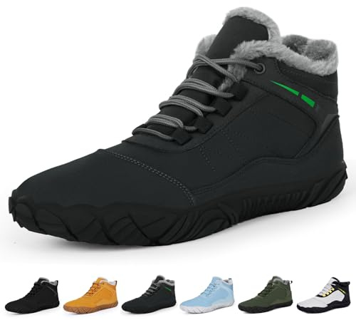 RUYI Chaussures pieds nus d'hiver pour homme et femme - Doublure chaude - Chaussures d'hiver imperméables - Chaussures de trail confortables - Avec large boîte à orteils, Wb02 gris foncé, 39 EU