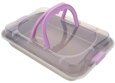 SHOWERORO Bac à Gâteau Rectangulaire Avec Couvercle Acier Plat à Gâteau Antiadhésif Pour Muffins Cookies Et Desserts Pratique Et Pour