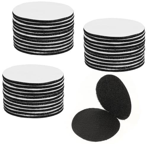 Lusofie Cinta Adhesiva Autoadhesiva Extra Fuerte 20 Pares Puntos de Adhesiva Redondos 30/40/50 mm Cinta de Adhesiva Autoadhesiva Negra para Tela para Sujetar Sábanas, Sofás y Alfombras (30mm)