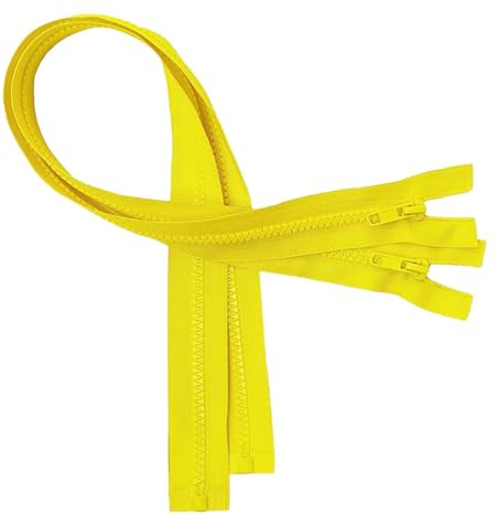 KGS Cerniere divisibili | Chiusura lampo 5 mm in plastica per giacche | 2 pezzi per confezione | Colore: giallo brillante | Taglia: 60 cm | Set di cerniere per cappotto, borse giacca e altro ancora