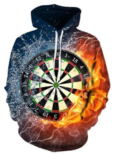SHELOG Cooles Yin Yang Flame Dart Board Unisex Hoodie 3D Fun Print Langarm Pullover Top Sweatshirt