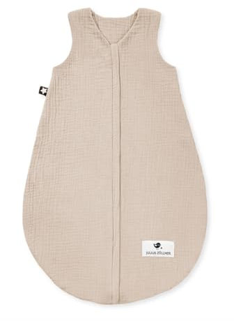 Julius Zöllner Musselin Sommerschlafsack sand, Größe 60 | aus weicher Musselin Baumwolle, sicher und schadstoffgepüft, ideal für warme Sommernächte