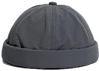 YAMEE Docker-keps herr lätt snabbtorkande, dockmössa herr vattentät, beanie herr mjuk, matrosmössa unisex andningsbar, sjömansmössa herr retro, hamnhatt (kepsens omkrets: 56–58 cm), GRÅ, one size