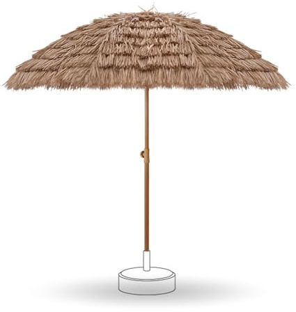Ombrellone da Paglia Stile Hawaiano 160/200/240/300cm, Parasole UV da Spiaggia/Giardino/Piscina con Inclinazione e Altezza Regolabile(10ft/300cm)