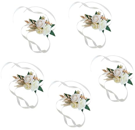 yanwuwa Ansteckblume mit künstlichen Rosen, für Trauzeugen und Brautjungfern, 5 Stück