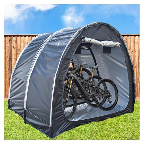 2 PCS Bike Tent Outdoor Storage Waterproof Can Be Spliced Motorcycle Shed with Double Doors for 2-5 Bikes Motorcycle Shed,Blue (Black)