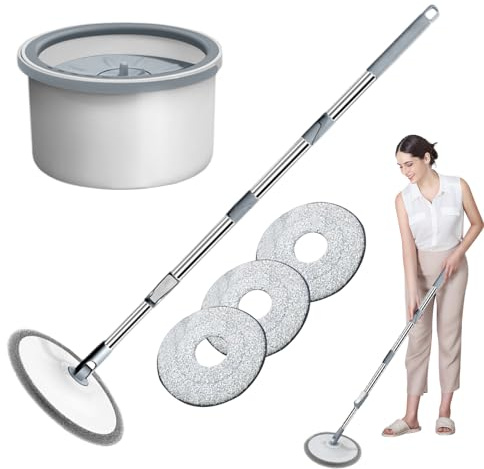 Kit Balai Et Seau - Kit de Seau à Essorage avec Serpillière Essoreuse,Fournitures de Nettoyage Légères pour Salle de Bain, Salon, Marbre, Parquet et Carrelage
