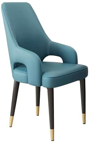 Guyifuny Esszimmerstühle aus PU-Leder, Sessel, gepolsterte Seitenstühle mit Metallbeinen für Küche, Esszimmer, Schminktisch, Wohnzimmer, Blau
