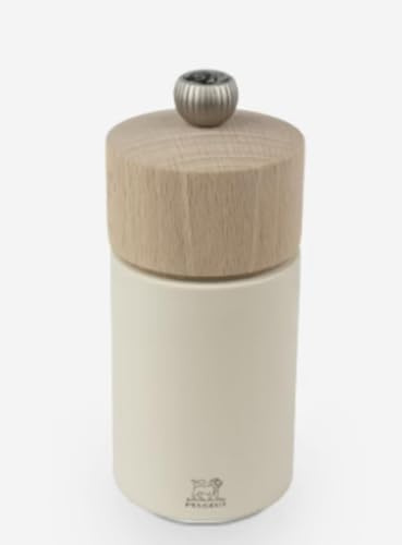 PEUGEOT - Salzmühle Boreal 12 cm - Klassische Mahlgradeinstellung - Innovatives Zirlion-Mahlwerk für pulverfeines Salz - Aus PEFC-zertifiziertem Buchenholz - Französisches Know-how - Federweiß