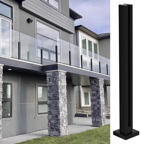 Système de balustrade en verre noir robuste sans rail supérieur avec pointes pour terrasses, escaliers, balcons et patios carrés en acier inoxydable pour verre de 7,6 à 20,3 cm ou 3,5 cm