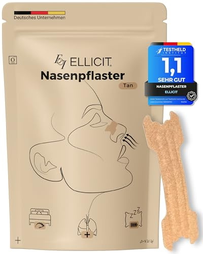 Ellicit Nasenpflaster Tan, 30 Stk, Nose Strips bei Schnarchen & für Sport