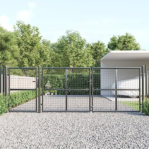 Portillon de Jardin, 400x175 cm en Acier Galvanisé, Portail de Jardin avec Revêtement Poudre, Design Sécurisé, pour Terrasse, Clôture, Extérieur, Couleur Anthracite, 400.0 x 175.0 cm