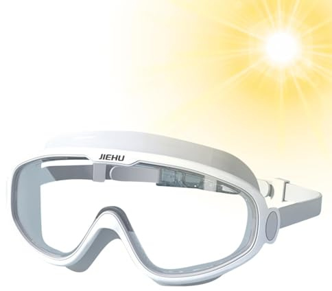 Vjeybv Simglasögon, anti-dimma stor silikonram vuxen simglasögon, bekväma simglasögon med anti-dimma anti-UV för män kvinnor, skadar inte näsan eller markerar ansiktet på sommarnatten