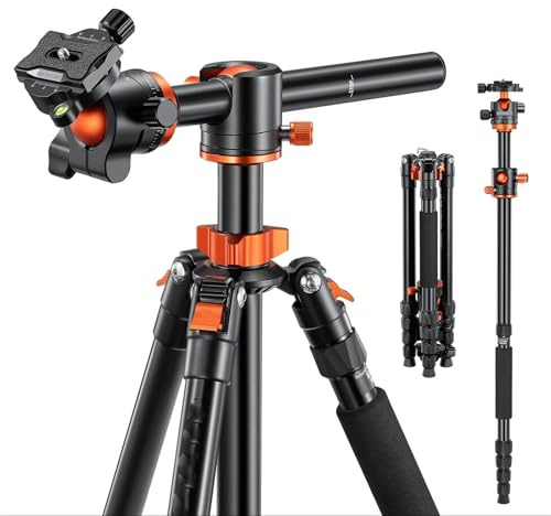 Trípode de Aluminio de 170 cm (67 Pulgadas) con Columna Central Horizontal, Compatible con cámaras réflex Digitales Canon y Sony, soporta hasta 10 kg.