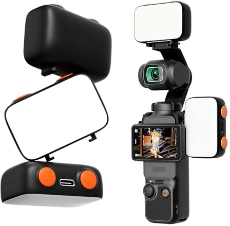 LED Fill Light for DJI OSMO Pocket 3, 800mAh Rechargeable Auxiliary LED Lighting with 6500K 3 Color Temperature and Levels Adjustable, DJI Pocket 3 Accessories Fill Light for Vlog Video Recording