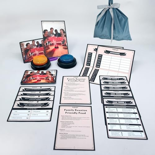 Juglok Family Feud Style Buzzer Game per riunione familiare e notte di gioco, carte domande sondaggi, ritorno round finale, divertimento per tutte le età, prevenire il silenzio imbarazzante alle feste