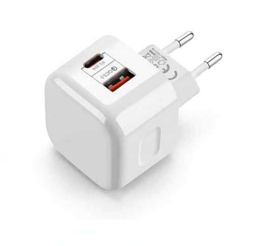 Flach 2 Ports Mehrfach Ladegerät USB + USB-C Steckdosenadapter 5V 3A 20W Schnellladen USB Netzteil für Smartphones Tablets eBooks MP3 MP4 Player Navi etc Geräte