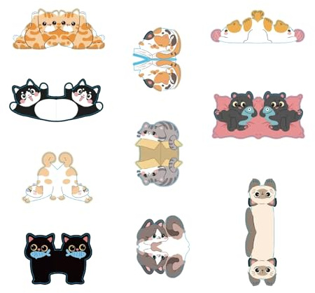 Gsrhzd Lesezeichen, 10 Stück lesezeichen Magnetisch, Cute Katzen Lesezeichen Personalisiert, Unvergänglich Kreativ Bookmark für Kinder Leser Student Erwachsene