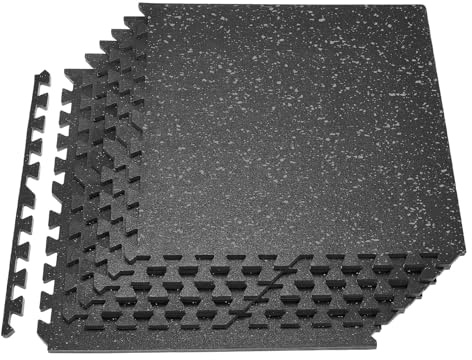VEVOR Esterilla Puzzle 6 Piezas de 610 x 610 x 14 mm, Suelo Gimnasio de Goma EVA, Colchoneta de Ejercicios con Puntos Grises, Alta Densidad, Antideslizante Antigolpe Antiruido para Equipo Pesado, Casa