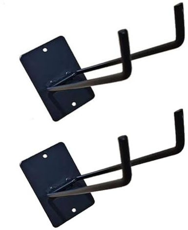 Wandmontiertes Gartenwerkzeugregal für Schaufeln, Rechen, Besen und Schläuche, robuster Eisen-Display-Haken, 25,4 cm, 2 Stück, Schwarz (zwei Schraubenlöcher)