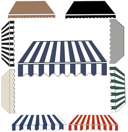 2.0m 2.5m Telo per Tende da Sole Manuale 3.0m 3.6m 4m 5m, Tessuto di Ricambio per Tende da Sole da Giardino Esterno, Tettoia di Ricambio Retrattile per Balcone(Blue White,250x200cm)