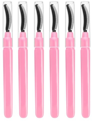 COHEALI 6 Cepillos de Pestañas de Silicona Rosa Cubierta Portátil, Aplicadores de Rímel Suaves para Maquillaje de Ojos, Kit de Brochas de Maquillaje Elegante y Práctico