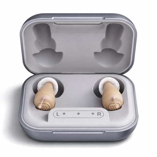 Duckdik HearClear Hörverstärker | Unsichtbares Mini In-Ear Design Wiederaufladbar | Bis zu 32x Verstärkung | 14h Akku | Für Gespräche und TV | 3 Größen S/M/L