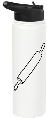 Rolling Pin Sketch Bakery Worker Stainless Steel Insulated Water Bottle