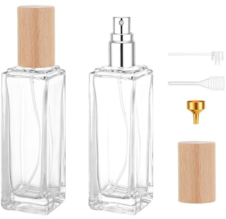 Segbeauty Atomizador Perfume Recargable, 2 Piezas 30ml Atomizador de Vidrio, Pulverizador Colonia para Viaje, Fiesta, Regalos, Trabajo (Transparente)