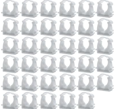 Paquete de 35 abrazaderas de manguera de plástico blancas de 25 mm, soportes de manguera en forma de U para tuberías de agua, tubos, codos multicapa y conectores rápidos.