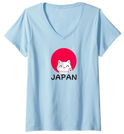 Mujer Tops, Camisetas y Accesorios de Viaje con diseño de Gato de la Suerte Camiseta Cuello V