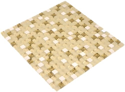 Mosaik flese genomskinlig vit glasmosaik kristall sten vit matt guld för vägg bad WC dusch kök flugspegel tedekoration badtäcke mosaikplatta
