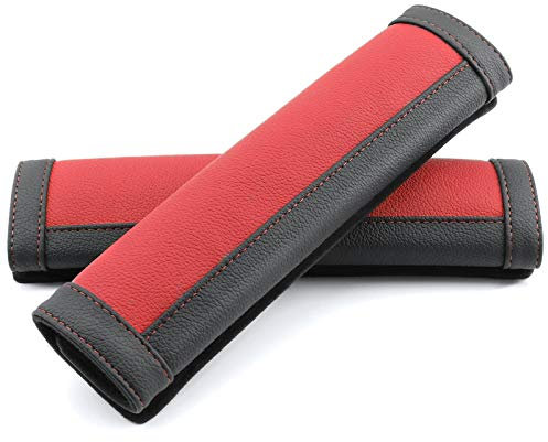 COFIT Gurtpolster Auto für Kinder Erwachsene, Sicherheitsgurt Polster Mikrofaser Leder, Anschnallgurt Schutz Weich, Autogurt Hals Gurtschutz LKW SUV Wohnwagen Zubehör Innenraum, 2 Stück, Rot