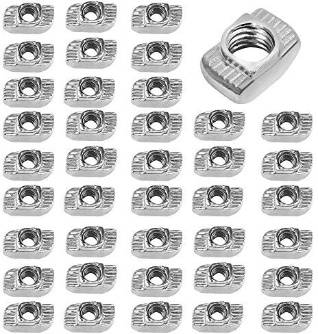 100 pcs M4 Thread T-Nut, Sliding T Slot Nuts, European Aluminum Extrusions Slim T-Nut, 20 Series European Aluminium Profile Hammer Head Drop in T Slot Nuts Nickel Plated Carbon Steel