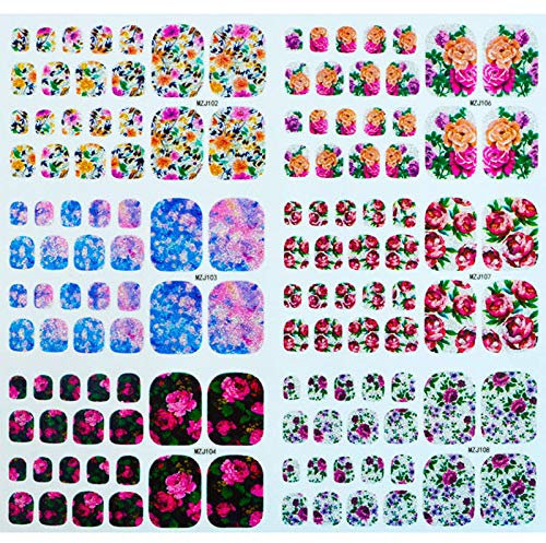 6 Sheets Toenail Nail Sticker Nails Art Decals Stickers Wearable and Removable Beach Holiday Party Decoration