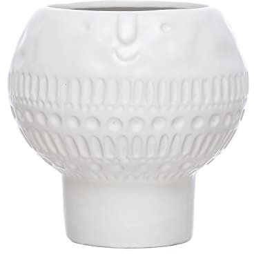 Bloomingville Stoneware Footed Planter with Face, Reactive Glaze