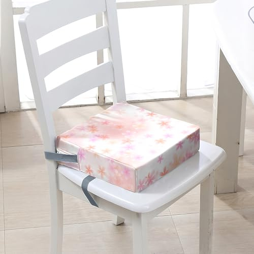 FANSU Kinder Sitzkissen Sitzerhöhung Stuhl, Blume Druck Baby Kind Sitzkissen Quadrat Zerlegbar Kleinkinder Esszimmerstuhl ErhöHen Pad Esszimmer Boostersitze (40x40x10cm,pinke Blume)