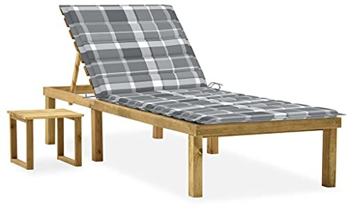 vidaXL Kiefernholz Imprägniert Garten Sonnenliege mit Tisch Auflage Gartenliege Strandliege Liege Holzliege Relaxliege Saunaliege Gartenmöbel Freizeitliege