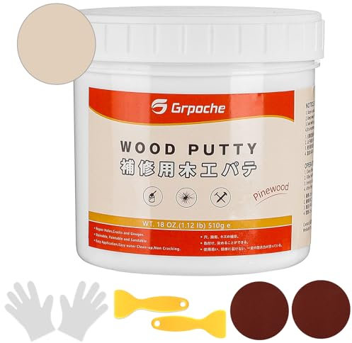 Holzkitt Reparaturset 510g, Holzspachtelmasse Wasserbasierter Holz Reparatur Kit für Türverkleidung Restore Tischschrank Böden Holzloch, schnelltrocknend rissbeständig (Pinewood)