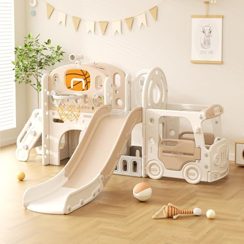 Lnhcrbs Toboganes Infantiles Exterior, Toboganes Infantiles es Adecuado para Uso En Exteriores e Interiores,Viene con Prismáticos, Cabinas, Tobogán Infantil Está Hecho de Polietileno de Alta Densidad
