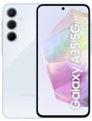 Samsung Galaxy A35 5G, Factory Unlocked Android Smartphone, 128GB, 6GB RAM, 2 day battery life, 50MP Camera, Awesome Iceblue, (UK Version) (Renewed)
