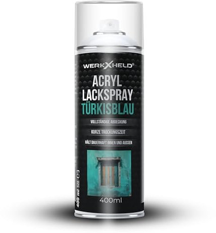 WerkXheld Sprühlack 400ml - Hochwertiges Lackspray Türkisblau RAL 5018 Vielseitig anwendbar auf Holz, Metall & Textil, Langlebiger Acryllack Spray