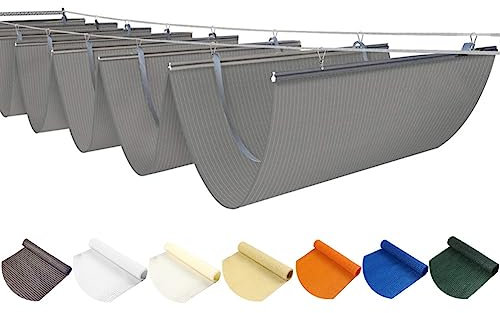 Ausziehbares Wellen-Sonnenschutzrollo für Pergola, UV-beständig, Abdeckung für Veranda und Garten, Terrasse